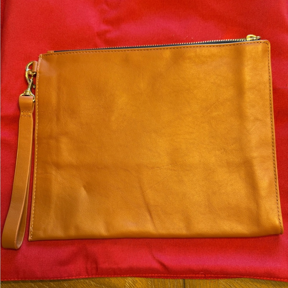 Elegant Tan Leather Wristlet